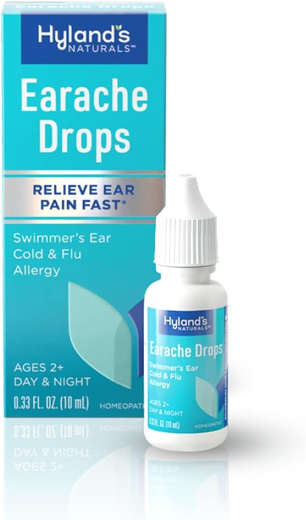 Hiland's Earache Drops, Natural Relief of Cold and Flu, White, 0.33 Fl Oz