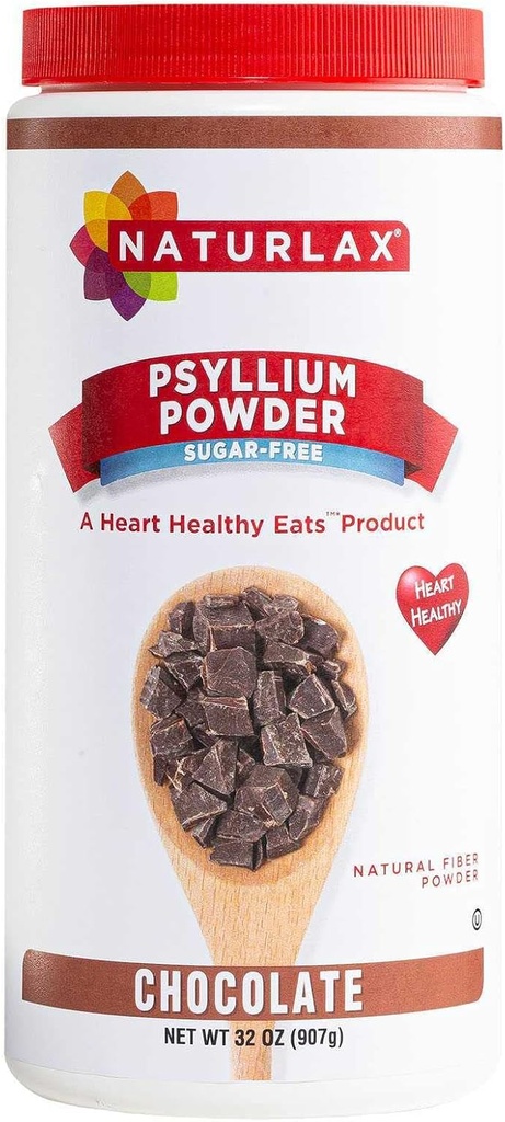 Sugar-Free Psyllium Husk Fiber Powder, Chocolate Flavored 32 oz