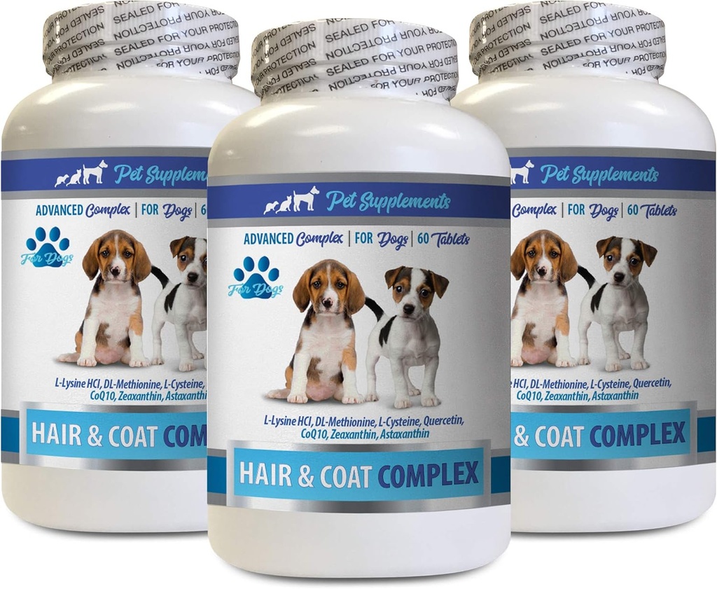 PET SUPPLEMENTS &amp; NUTRITION LLC Dog Coat Treats - Dog Hair and Coat Complex - Itch Relief - Itch Relief - Vitaminas y Minerales - Dog Vitamina e - 3 Bottles (180 Treats)