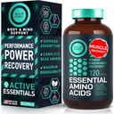 Suplemento de Aminoácidos Esenciales - Los 9 EAAs con BCAAs Aminoácidos (Leucine, Lysine, Valine, Threonine) - 3000mg Por Serving - Crecimiento muscular, Potencia, recuperación - 120 Vegan, Caffeine Free Capsules