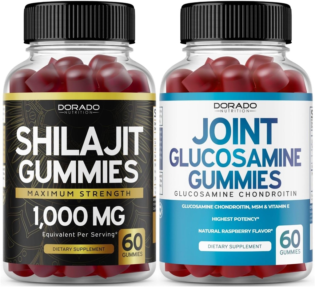 DORADO NUTRITION Shilajit Gummies for Men &amp; Women (60 Gummies) and Glucosamine Chondroitin (60 Conde)