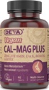 DEVA Magnesio de Calcio Vegano Suplemento 2-Pack, Plus Zinc, Vitaminas C, D &amp; K, Borón, 90 Tabletas Cada