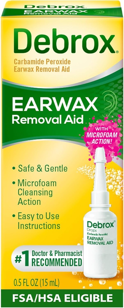 Debrox Ear Wax Removal gotas, Gentle Microfoam Ear Wax Remover, 0,5 Fl Oz