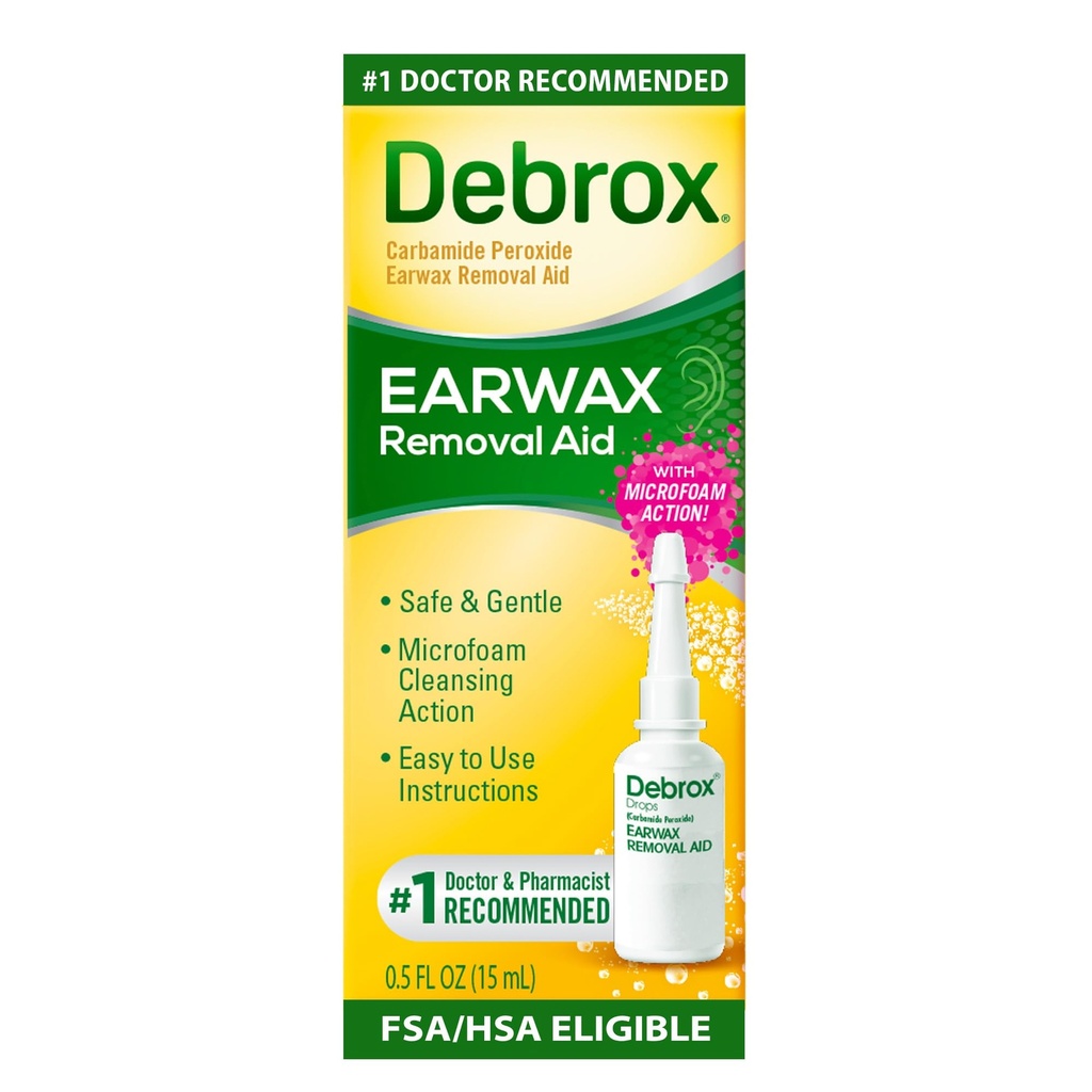 Debrox Ear Wax Removal gotas, Gentle Microfoam Ear Wax Remover, 0,5 Fl Oz