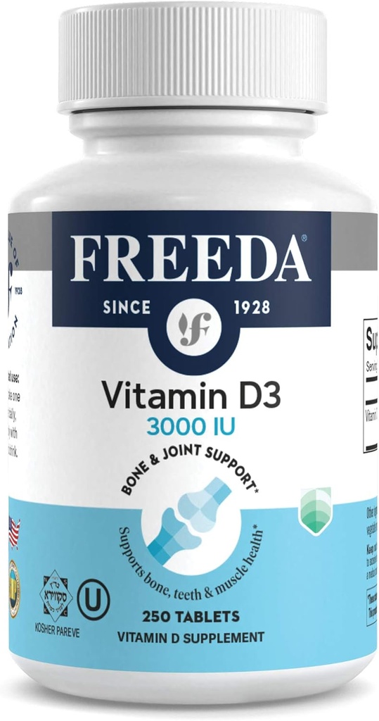 LIBERTAD Vitamina D3 3000 UI – Vitamina D de alta potencia para la fuerza de hueso &amp; Immune Soporte – Tablas fáciles de cambiar – 250 tabletas pequeñas