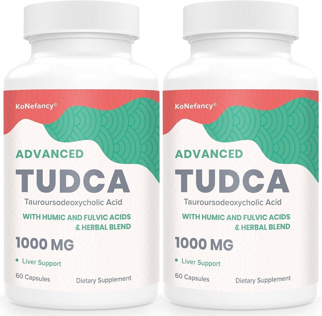 TUDCA Liver Suplementos 1000 mg-Bile Salts for Liver Cleanse Detox-Milk Thistle Herbal Blend with Fulvic and Humic Acid for Liver,Digestive Health,120 Vegan Capsules