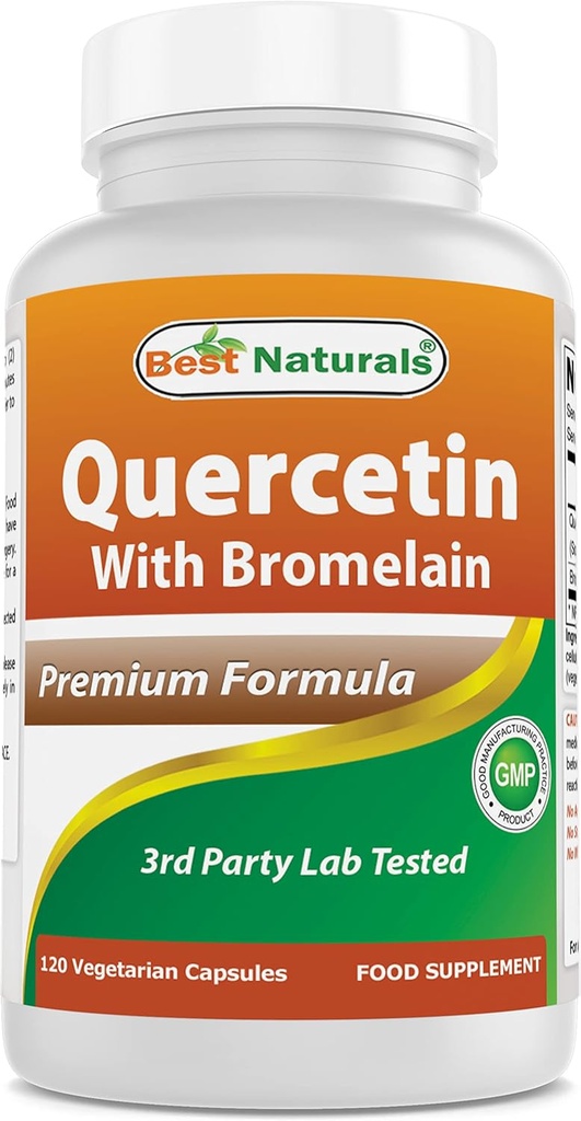 Mejores Naturales Quercetina con Cápsula Veggie Bromelain - 800 mg de Quercetina & 165 mg de Bromelain (2400 GDU/g), 120 Conde