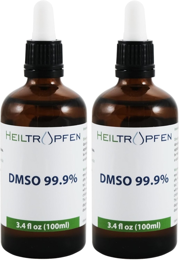 2X DMSO 99.9% Ingredientes de grado farmacéutico TENIENDO Odor bajo - Dimethyl sulfoxide liquido TENIDO 2X 3.4 Oz - 2X 100 ml ANTE Alta pureza ANTE Conjunto de dos ANTE Heiltropfen®