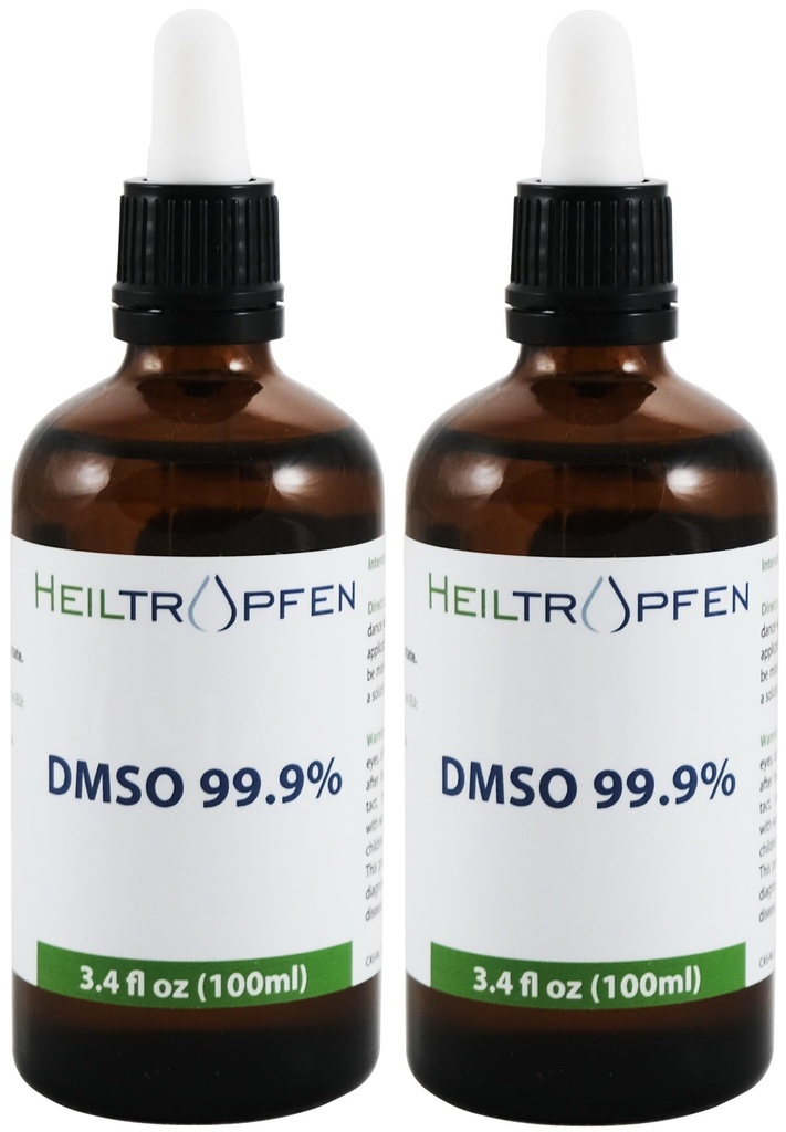 2X DMSO 99.9% Pharma grade ingredients | Low odor - Dimethyl sulfoxide liquid | 2X 3.4 Oz - 2X 100 ml | High purity | Set of two | Heiltropfen®