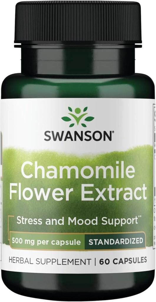 Swanson Chamomile Flower Extract 500 Milligrams Estándarizado a 1,2% Apigenin 6 mg por cápsula 60 cápsulas