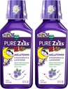 Vicks Pure Zzzs Kidz Melatonin, Kids Melatonin Liquid, Sleep Aid, Drug-Free, Liquid Melatonin 1mg, with Chamomile &amp; Lavender, Melatonin Sleep Aids for Kids, Snooze Berry Flavored, 2 Pack, 24 FL OZ