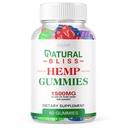 Natural Bliss Gummies - Official Formula - Natural Bliss Hemp Gummies Premium Blend NaturalBliss Gummies 25mg Hemp Per Gummy, 1500mg Hemp Per Bottle Advanced Formula Hemp Extract Gummy (60 Gummies)