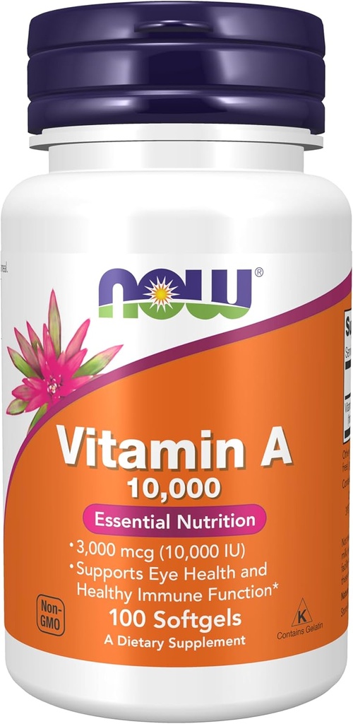 AHORA Suplementos, Vitamina A 10,000 UI, Salud Ocular*, Nutrición Esencial, 100 Softgels