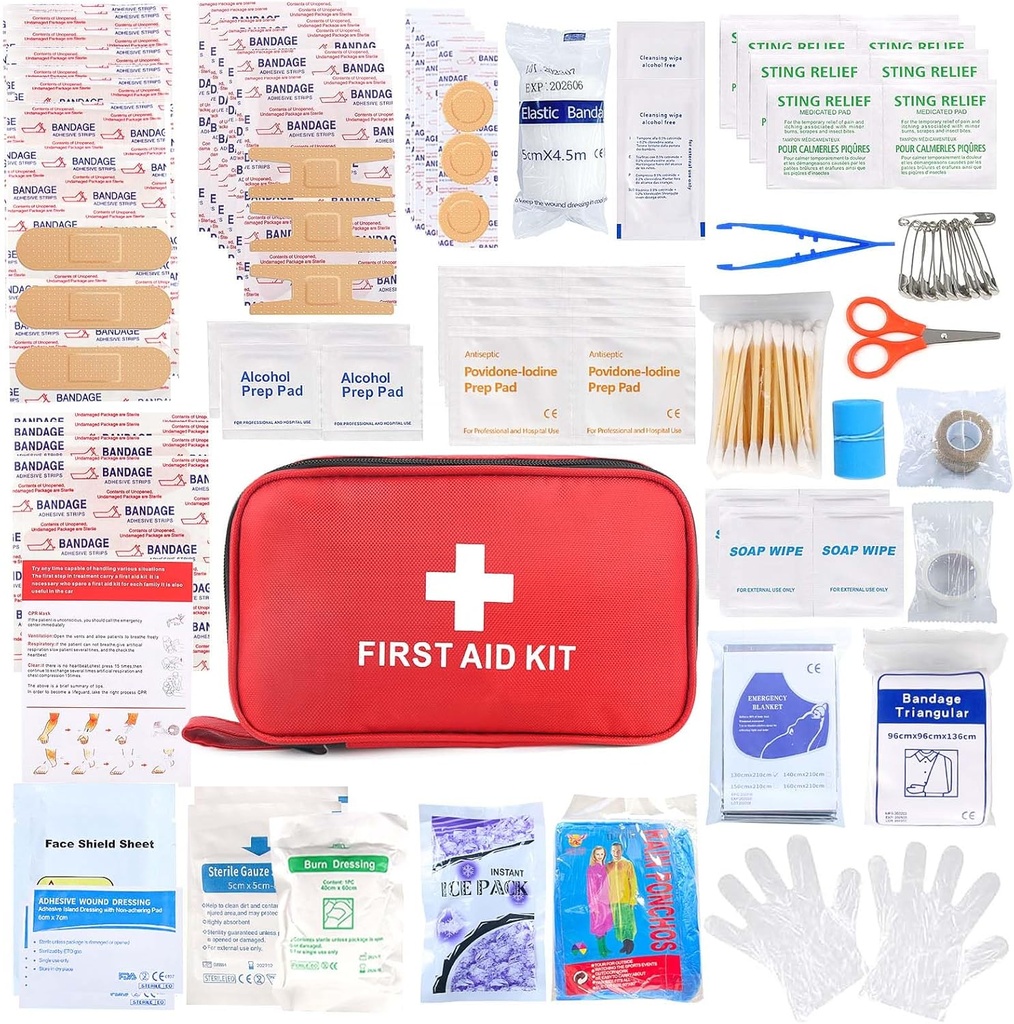 Kit de primeros auxilios 194 Kits de emergencia para el aparejo de camping Trauma Kit de ayuda compacta para el vehículo de barco para el hogar Viaje en coche Survival al aire libre