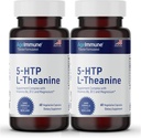 Fórmula 5-HTP para el alivio de estrés y el apoyo de relajación para adolescentes y adultos con 5-HTP, L-Theanine, Vitamina B6, Vitamina B12, Magnesio - Doctor Formulado - Estefato de magnesio Gratis - 60 cápsulas.