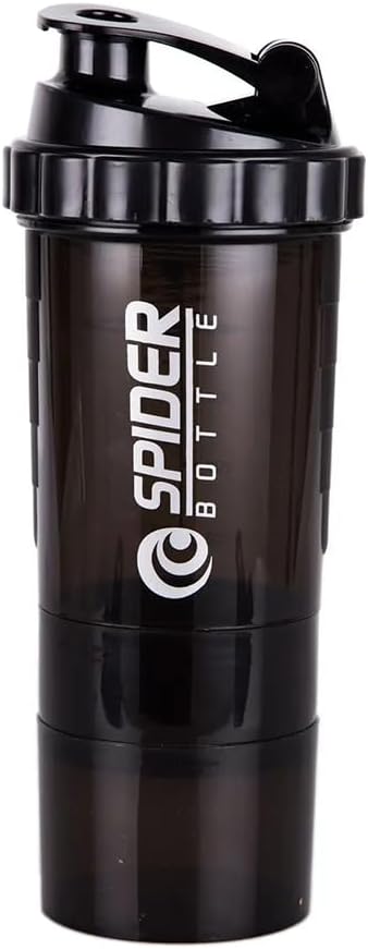 5 En 1 Botella de Agitador Protein - Botella de Agitador de Serie Profesional para Agitaciones Proteínas y Botella de Gimnasio Pre Workout,Con Almacenamiento de Polvos,Pill Tray,Mixing Ball,Shakes Cup (negro)