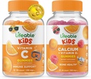 Vitamina C Niños + Calcio con Vitamina D Niños, Gummies Bundle - Gran Tasting, Suplemento de Vitamina, Gluten Gratis, GMO Gratis, Chewable Gummy