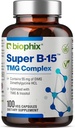 biophix Super B-15 100 Veggie Caps - Niacin Calcium Choline Inositol DMG TMG - Asistencias Niveles de energía de oxígeno saludable