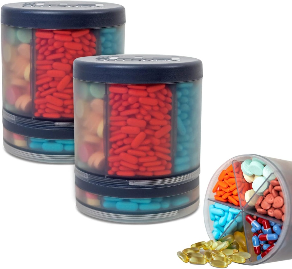 Monster Supplement Pill Dispenser, Medicine, Medication, Portable Detachable Travel Med Holder Container, Vitamin Storage Box, Lifetime Subscription to Medisafe App (Monster Fit 10-2 Pack)