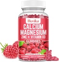 Calcio Magnesio Zinc Gummies con Potasio Vitamina C, B6, D3, K2 - Calcio para Hombres de Mujeres - Calcio Magnesio Zinc Multi Suplemento de Vitamina para Huesos, Músculos, Dientes, Calma Mood &amp; Inmunity - 60 Cts