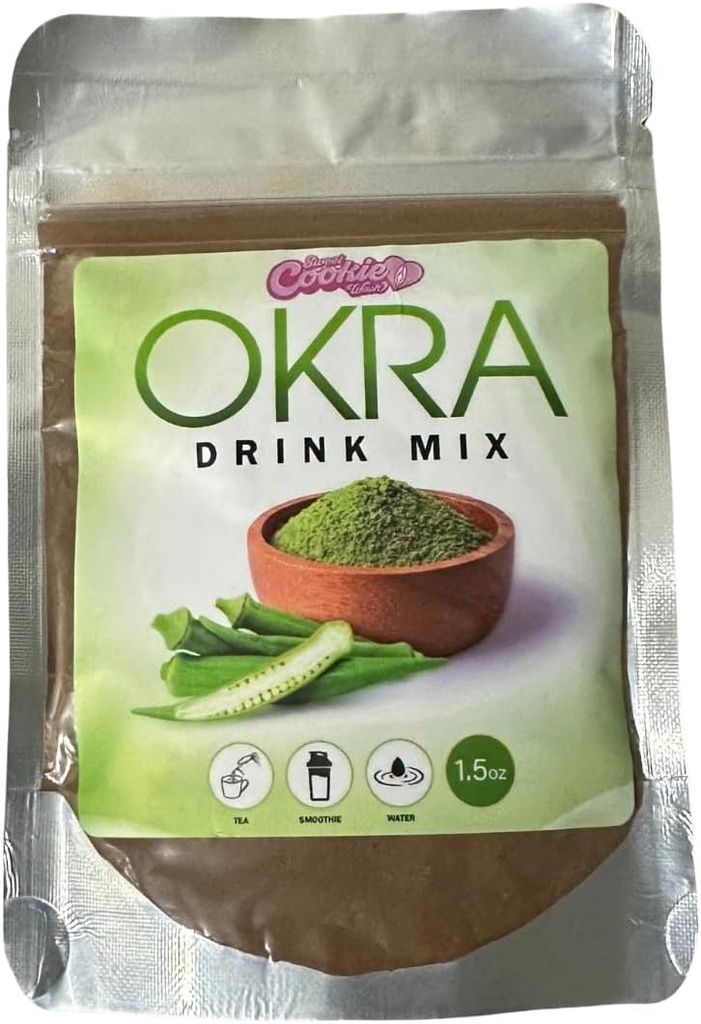 Cookie Wash Okra Suplemento Bebida Mix - Okra Powder para té &amp; Smoothies 3oz