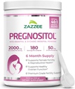 Zazzee PREGNOSITOL Powder, 6 Month Supply, Myo-Inositol y D-Chiro-Inositol 40:1 Fertility Blend, Free Scoop for Exact Dosage, Premium Balanced Formula, 183 Servings, Vegan, All-Natural y Non-GMO