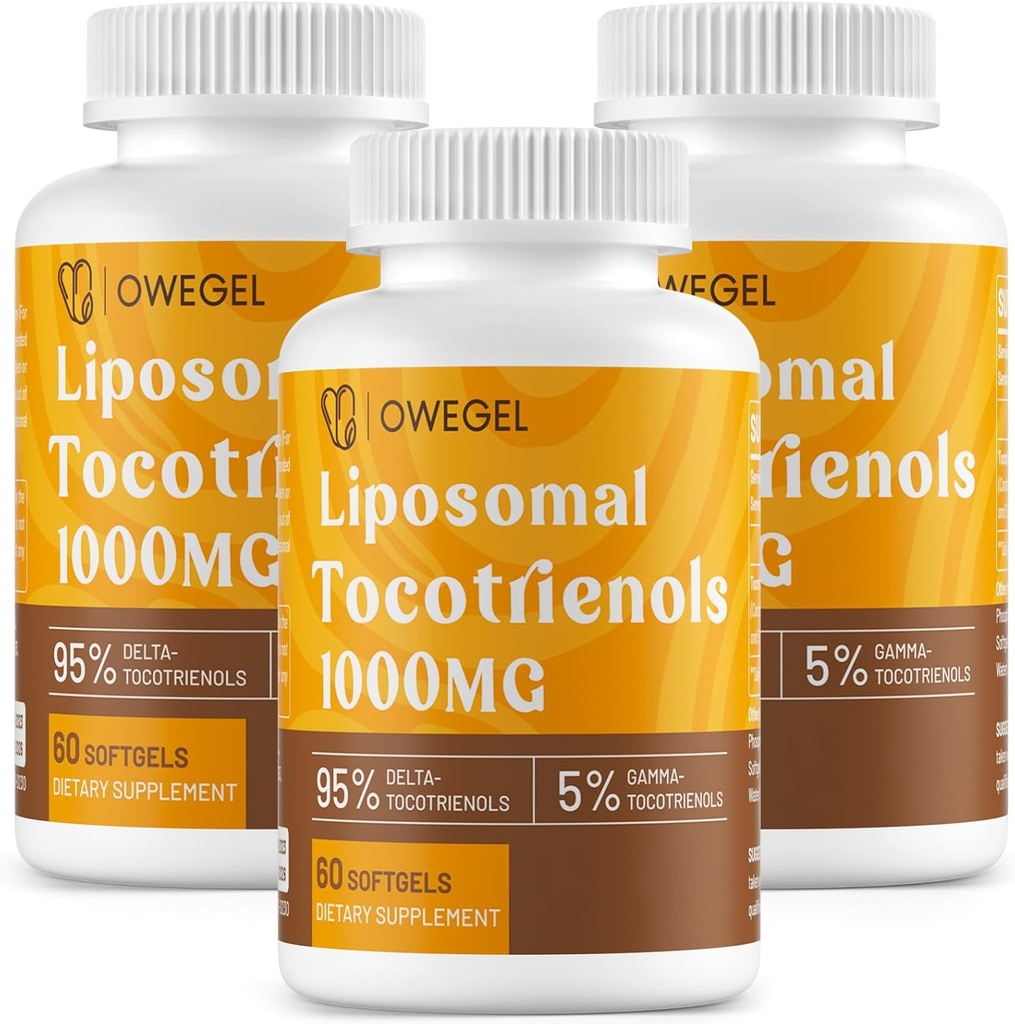 Liposomal Tocotrienols 1000mg - High Bioavailability Vitamin E Tocotrienols Suplementos,95% Delta & 5% Gamma Tocotrienol Capsules Support Skin,Bone,Antioxidant,180 Softgels