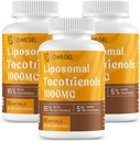 Liposomal Tocotrienols 1000mg - High Bioavailability Vitamin E Tocotrienols Suplementos,95% Delta & 5% Gamma Tocotrienol Capsules Support Skin,Bone,Antioxidant,180 Softgels