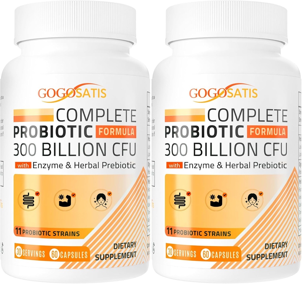 Probióticos para Mujeres &amp; Hombres, 300 millones de millones de francos CFU 11 Strains + Enzimas vegetales orgánicos " , Probiótico para Salud Digestiva, Gas " Bloating, Immune, Gut Health for Women " Men, Shelf Stable, 120 Caps