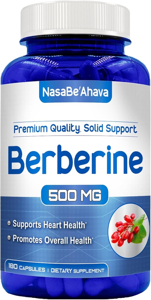 Easy Absorption Berberine Suplemento 500mg ← Herbal GLP-1 Suplemento de Apoyo Nutricional con Berberine 500mg  Ayuda Asistencia Estilo de vida saludable Silencio Made in The USA in cGMP Facilities (180 Day Supply)
