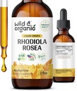 Wild " Organic Rhodiola Rosea Tincture - Mood Support - Relaxing Rhodiola Supplement - Root Extract Liquid Drops - Vegan, Sugar " Alcohol-Free - 2 fl oz