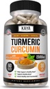 Kaya Naturals Turmeric Platinum, 60 Conde Capsules, Bioperina, Soporte Premium con 95% Curcuminoides Estándarizados - 60 cápsulas