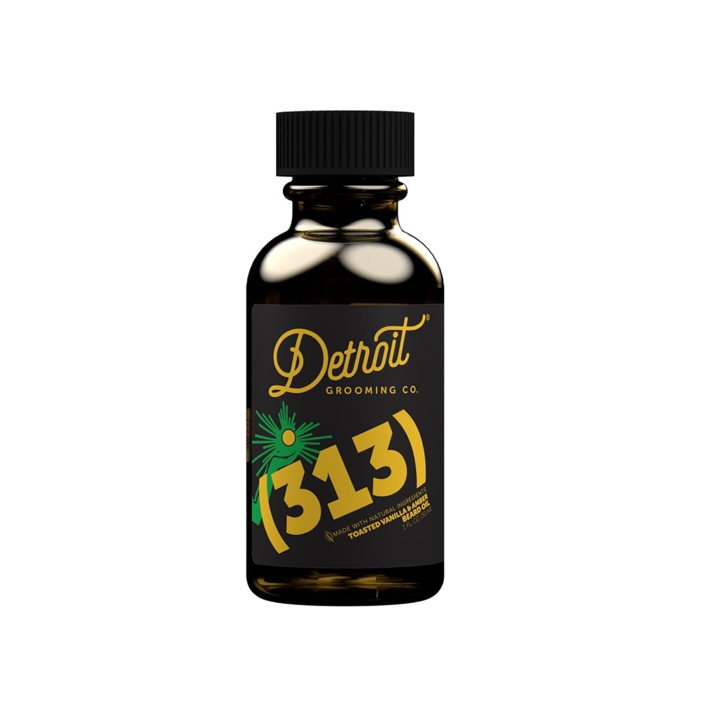 Detroit Grooming Beard Oil tóxico Hydrating " Nourishing Fórmula con almendra dulce " Vitamina E  sometida Toasted Vanilla " Amber • 313 Scent (1 oz)