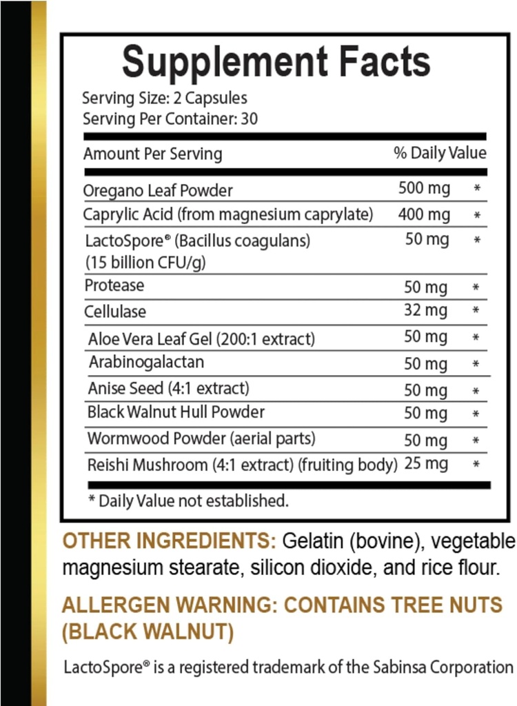 Powerful Blend of Botanicals Candida PRO Complex - Support Digestive Health, with Oregano and Caprylic Acid, Candida Cleanse with Probiotics, All Natural - 1 Bottle 60 Capsules