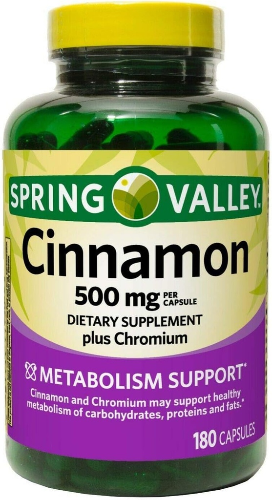 Spring Valley Cinnamon 500mg Metabolismo Apoyo