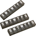 Organizador semanal de píldoras - (Pack of 3) Contenedor de vitaminas extra grande con Jumbo Fácil de leer Cartas, BPA Gratis - Daily Travel 7 Day Medication Pill Box Case, (Black)