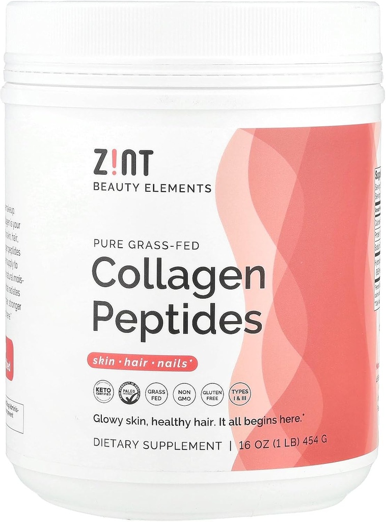 Péptidos de colágeno de Zint (16 onzas): Anti Aging Collagen Proteína de polvo de hierro Proteína Suplemento de belleza - Esquí, pelo, uñas
