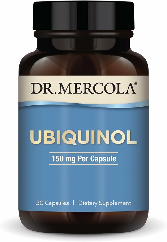 Dr. Mercola Ubiquinol 150 mg, 30 Serviciones (30 cápsulas), Suplemento dietético, apoya la producción de energía, no GMO