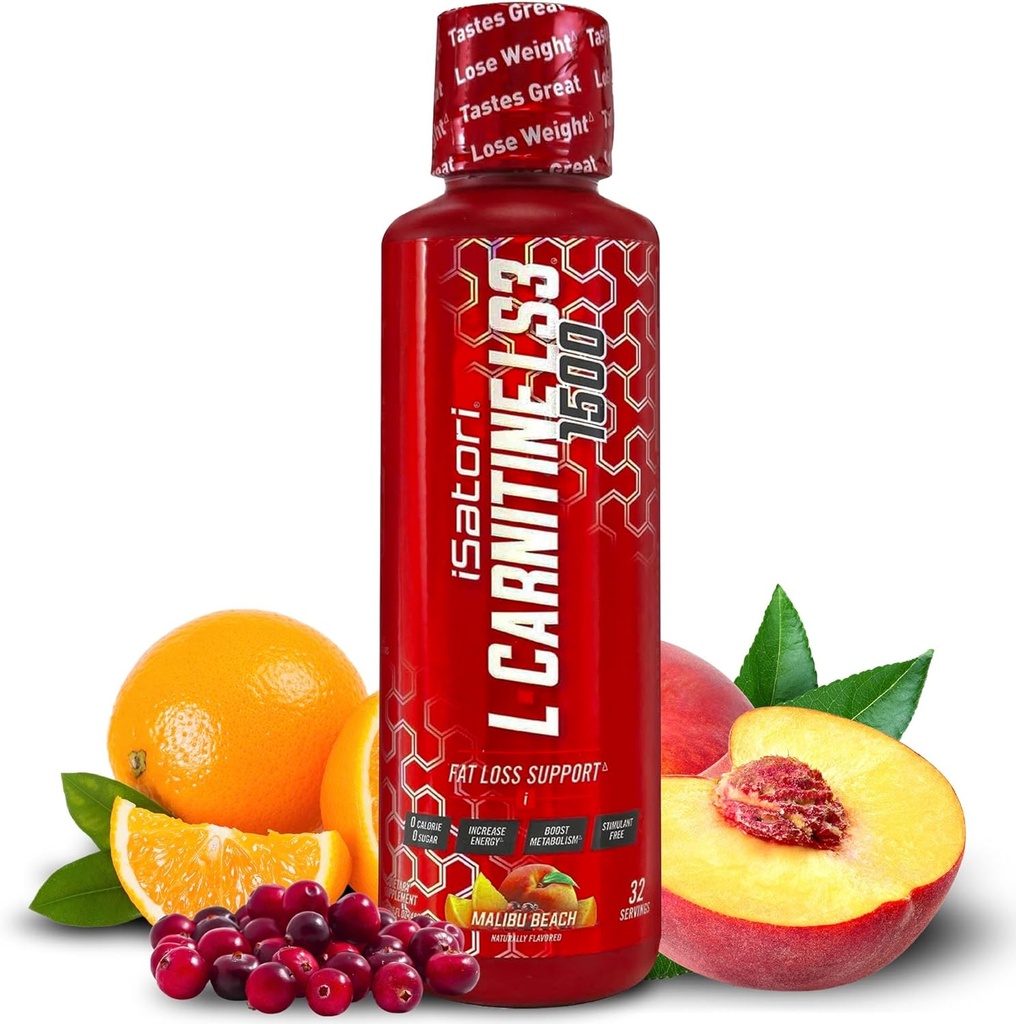 iSatori L-Carnitine LS3 1500, Triple-Blend Liquid L Carnitine Suplemento, con Acetyl & Tartrate, Stimulant Free Energy, Low Calories, Sugar o Gluten, Keto-Friendly, Malibu Beach Flavor (32 Servings)