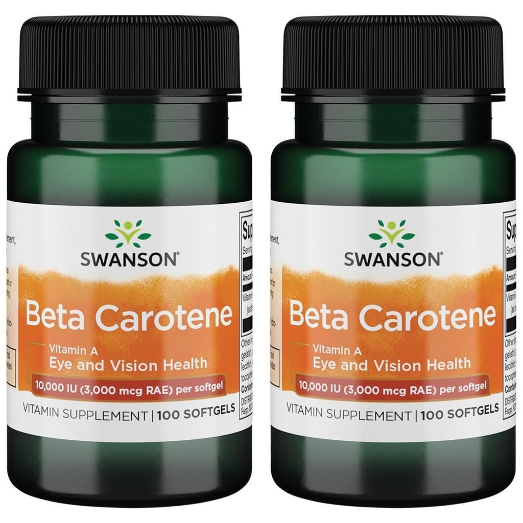 Swanson Beta-Caroteno (Vitamin A) Skin Eye Immune System Health Antioxidant Support 10000 Iu (3000 mcg) 100 Softgels