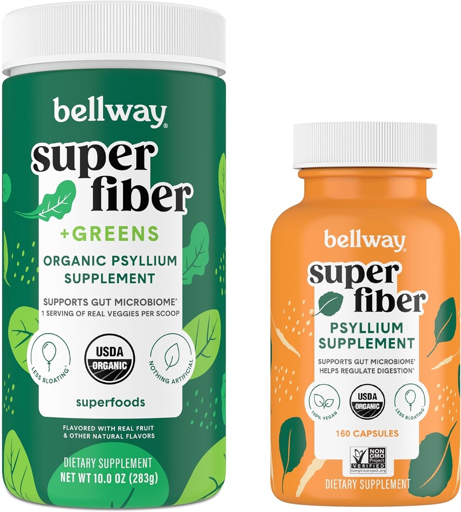Bellway Super Fiber Powder + Greens Super Fiber Capsules Bundle