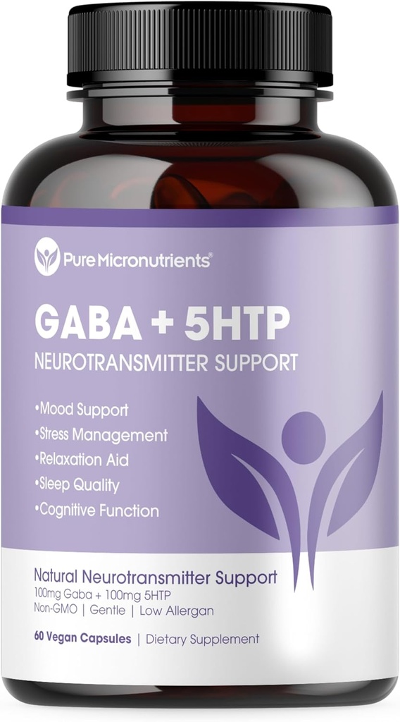 Puro 5-HTP (5-Hydroxytryptophan) Plus suplemento GABA - para el sueño, la gestión de la tensión del humor - 60 cápsulas de verduras