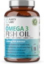 Laboratorios de pureza Omega 3 Fish Oil 3000mg – DHA &amp; EPA Omega 3 Fatty Acid Suplementos para apoyar la salud cardíaca y cerebral - Immune Support Suplemento - 180 Softgels (60 Servimientos)