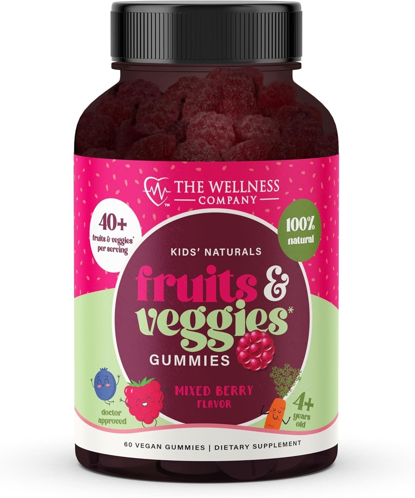The Wellness Company Kids Naturals Fruits " Veggie Gummies – Daily Nutrition Support  durable 60ct (1 Month Supply)