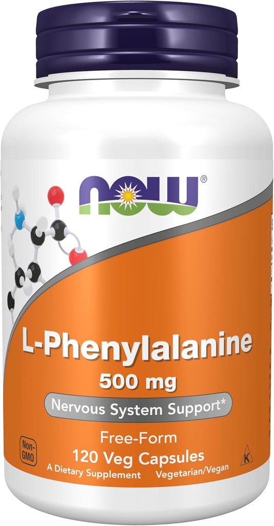 AHORA Suplementos de alimentos, L-Phenylalanine 500 mg, Nervous System Support*, Amino Acid, 120 Veg Capsules
