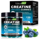 Gummies de crema para hombres &amp; mujeres - 120 Conde, 5000 mg de Monohidrato de crema, azúcar cero, crecimiento muscular &amp; aumento de fuerza, suplemento de energía pre-operatoria