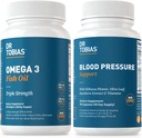 Dr. Tobias Omega 3 Fish Oil & Blood Pressure Support Supplements for Heart, Brain, Immune, Circulatory Health, with Vitamin C, B6, B12, Niacin, Folate & Herbs
