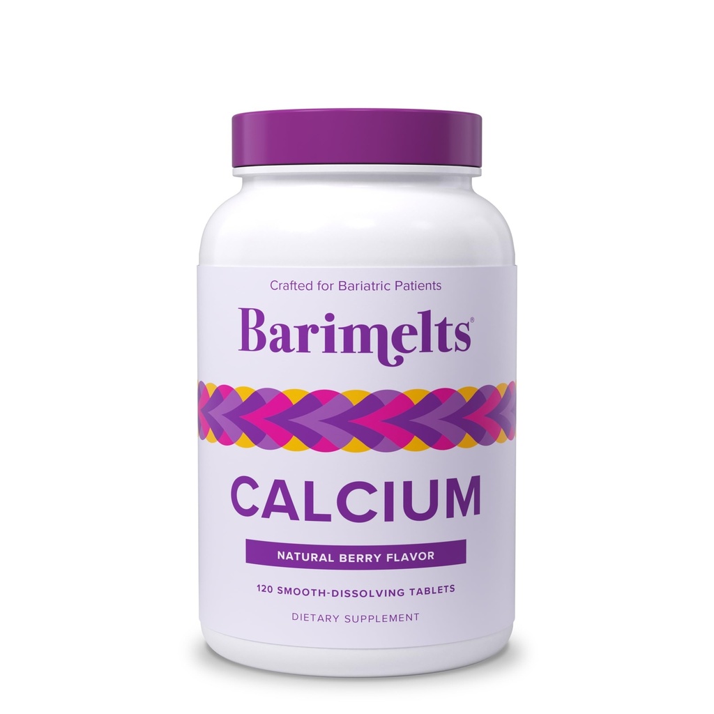 BariMelts Calcium Citrate with Vitamin D3 & Magnesium, 120 Smooth-Dissolving Tablets (1-Month Supply), Bariatric Calcium Supplements for Women, Natural Berry Flavor​