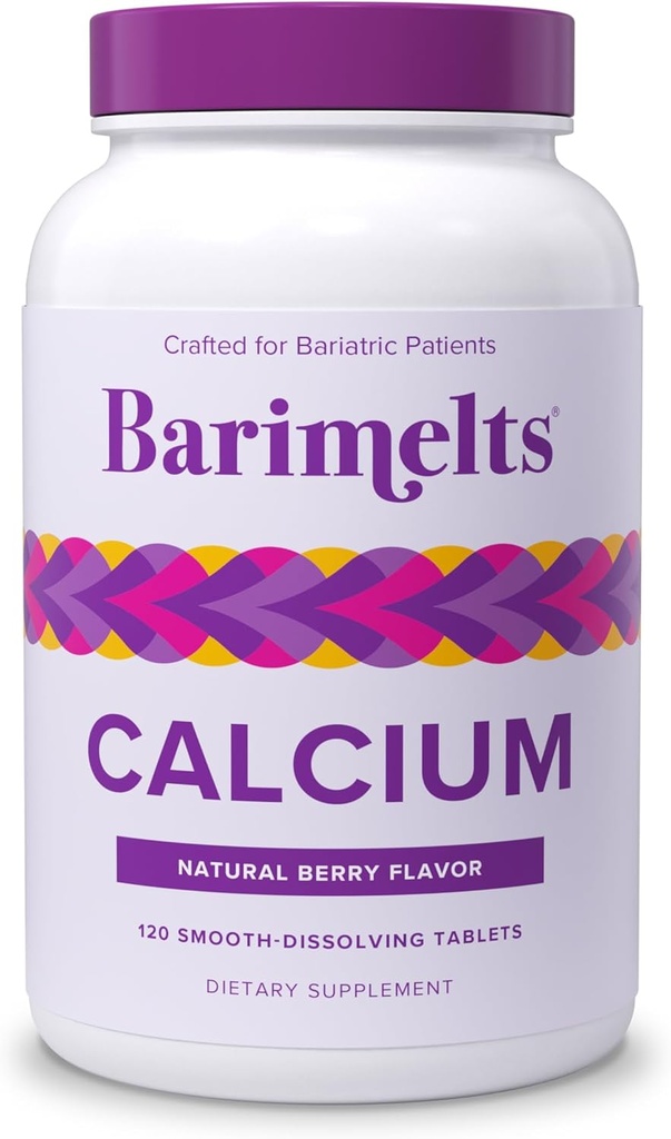 Barimelts Citrato de calcio con vitamina D3 &amp; Magnesio, 120 Tablas de disuelto de vapor (1-Mes), Suplementos de calcio Bariat para Mujeres, Sabor de Berry Natural