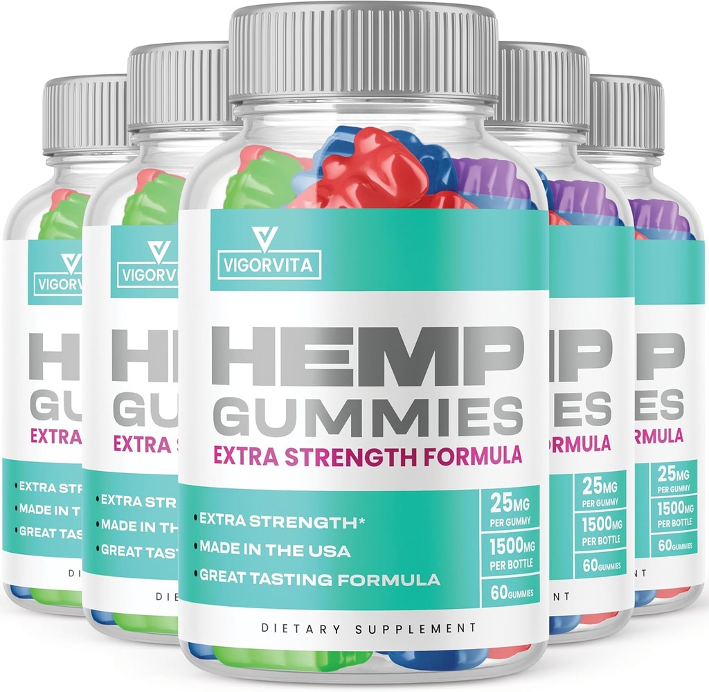 (5 Pack) Vigorvita Gummies - Fórmula Oficial - Vigor Vita Gummies Extra Strength Gummy with Hemp Extract, Vigorvita Gummies for Health, Vitgorvital Gummies, Vigorvitagummies New 2023 (300 Gummies)